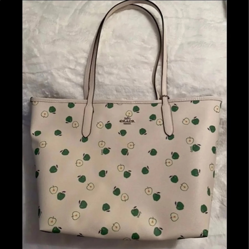 Coach City Tote With Apple Print